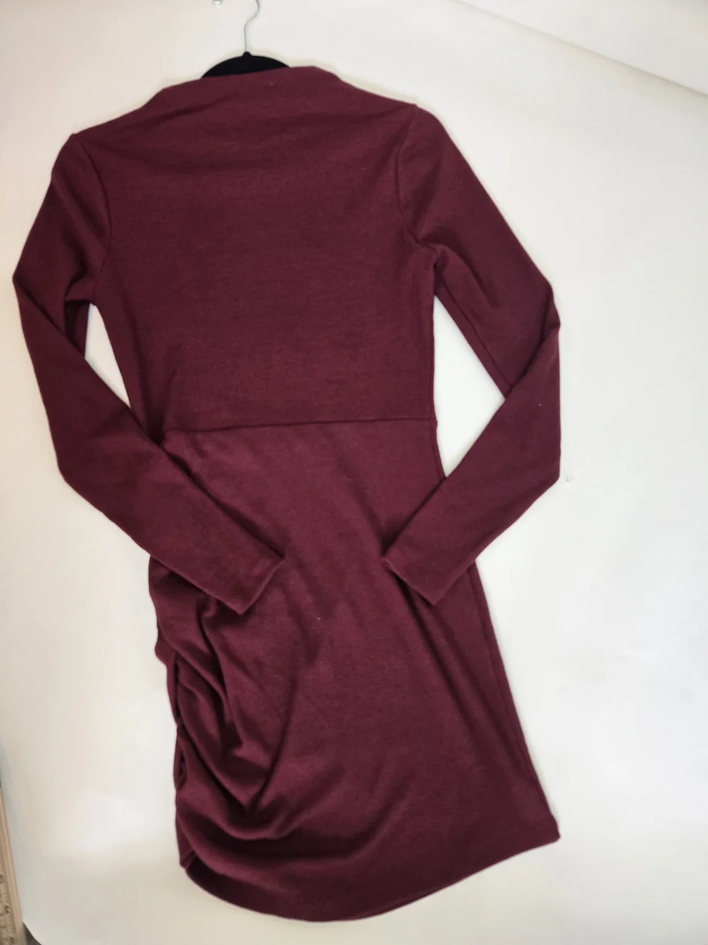 NWOT Lovers + Friends Burgundy Long-Sleeve Ruched Mini Dress Womens Size SMALL